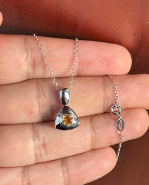 0.39 Ct Round Citrine Pendant in Sterling Silver – 5mm AA Solitaire Birthstone Necklace, November Jewelry Gift
