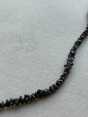 35 Ct Black Diamond Strand Necklace in 14K White Gold – Rough Bead Natural Diamond Jewelry, Statement Luxury Necklace