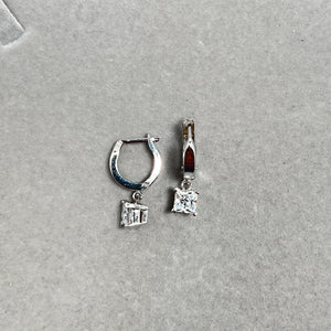 Cubic Zirconia Princess Stud Earrings in 14K White Gold | Dainty CZ Stud Earrings, Sparkling Princess-Cut Earrings, Everyday Wear