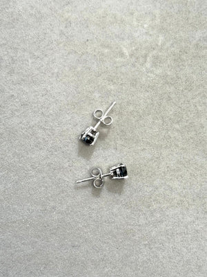 0.85 Ct AA Black Diamond Stud Earrings in 14K White Gold – Men's Diamond Earrings, Solitaire Black Diamond Jewelry, Gift for Him