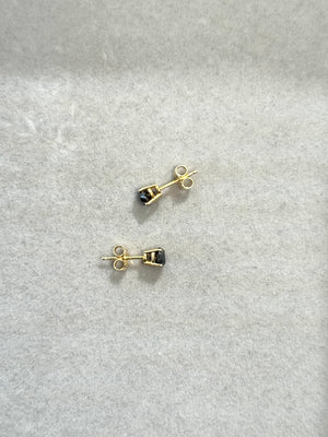 0.90 Cts of 4.0-4.5 mm AA Round Black Diamond Stud Earrings in 14K Yellow Gold | Classic Men’s & Women’s Solitaire Earrings