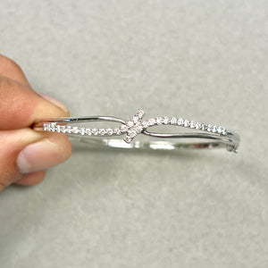 Diamond Bangle Bracelet | 18K White Gold — Elegant Evening Anniversary Jewelry Gift for Her