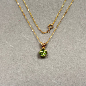 0.77–1.07 Cts 6mm AAA Round Peridot Solitaire Pendant in 14K Yellow Gold | Natural Peridot Necklace, August Birthstone Jewelry for Women