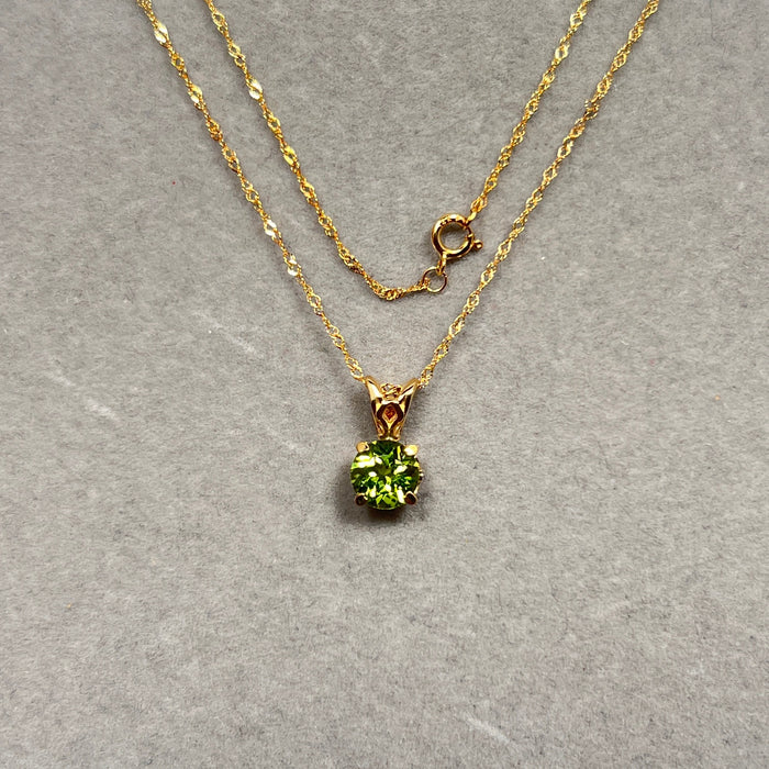 0.77–1.07 Cts 6mm AAA Round Peridot Solitaire Pendant in 14K Yellow Gold | Natural Peridot Necklace, August Birthstone Jewelry for Women
