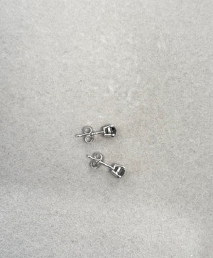 0.65 Cts of 4.1–4.5 mm AA Round Rose Cut Black Diamond Stud Earrings in 14K White Gold | Elegant Unisex Diamond Studs