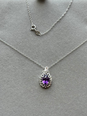 1.40–1.70 Cts AAA Amethyst Solitaire Pendant in Silver | Elegant Purple Gemstone Necklace