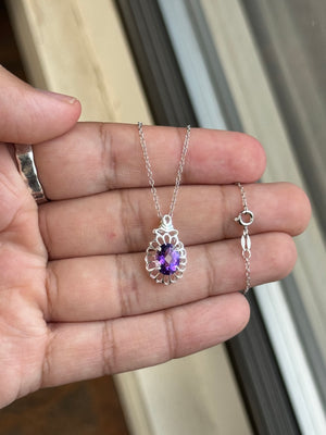 1.40–1.70 Cts AAA Amethyst Solitaire Pendant in Silver | Elegant Purple Gemstone Necklace