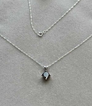 1.50 Cts EGL USA Certified AA Princess Cut Black Diamond Solitaire Pendant in 14K White Gold | Elegant Diamond Necklace