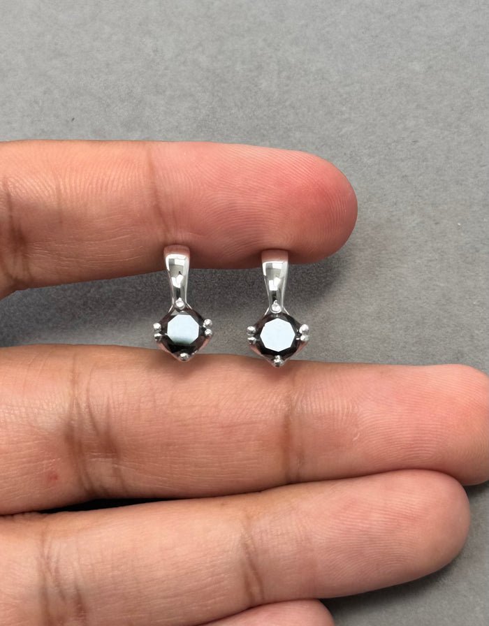 2.07 Cts Black & White Diamond Stud Earrings in 14K White Gold  |Elegant Diamond Jewelry