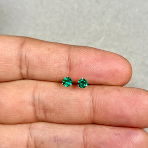 Emerald Stud Earrings | 14K White Gold Martini Set — Everyday Minimalist Gift for Her