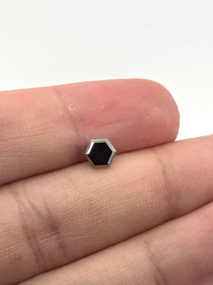 Hexagon black diamond 0.94 ct GIA certified loose gemstone close-up