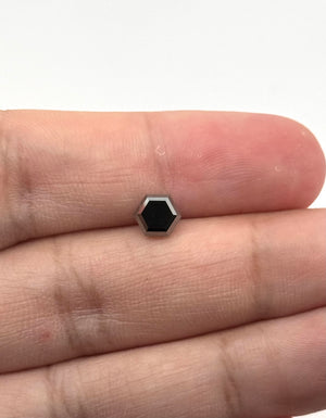Hexagon black diamond 1.52 ct GIA certified loose gemstone close-up
