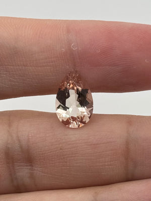 Natural morganite pear 14x9mm peach pink loose gemstone
