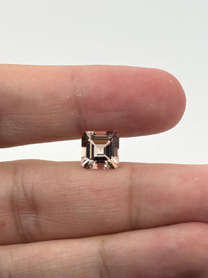 Natural Morganite Asscher Cut 9mm 3.48 Cts AAA Peach Pink Loose Gemstone | Engagement Ring, Pendant, Fine Jewelry