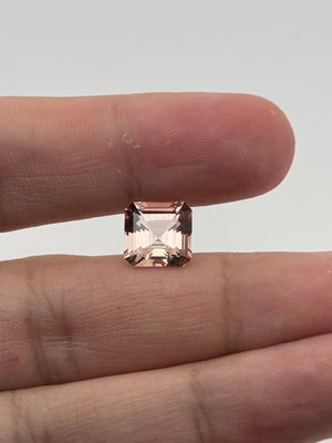 Natural Morganite Asscher Cut 10mm 4.28 Cts AAA Peach Pink Loose Gemstone | Engagement Ring, Pendant, Fine Jewelry