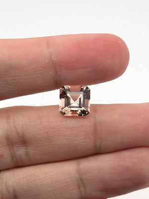 Natural morganite Asscher cut 10mm 4.28 carat loose gemstone