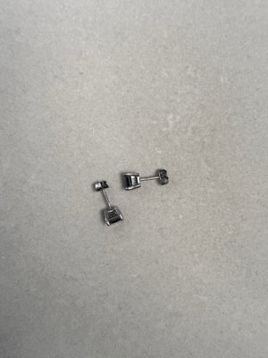 1.45-1.65 Ct AAA Princess Cut Black Diamond Stud Earrings in 14K Blackened White Gold | Natural Black Diamond Earrings for Men & Women