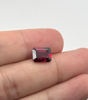 Natural Rhodolite Garnet Emerald Cut 3.90 Cts AAA Purple Red Loose Gemstone | January Birthstone Ring, Pendant Jewelry