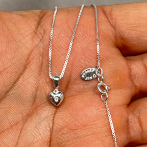 Children’s Diamond Heart Pendant in Silver | 0.01 Ct Natural Diamond | SI2-I1 Clarity I-J Color | Kids Jewelry Gift Necklace