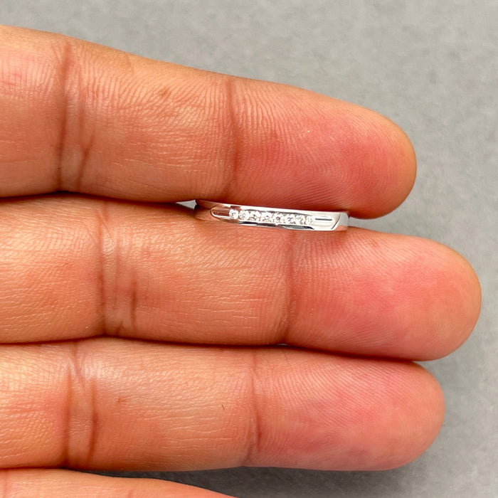 0.18 Ct VS2 Diamond Wedding Band | Round Channel Set Open Ends Ring | 18K White Gold Fine Jewelry | Bridal & Anniversary Gift