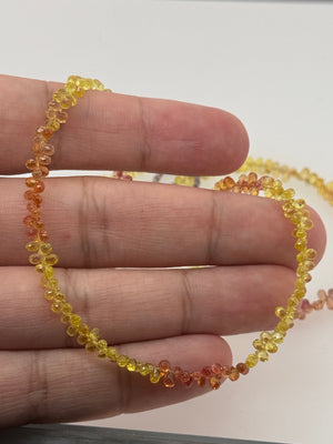 Blue Multi Color Sapphire Bead Necklace 20 Inch Silver, 75 Ct Natural Sapphire Strand, Elegant Gemstone Jewelry Gift