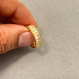 0.45–0.50 Ct Diamond Milgrain Wedding Ring | SI1–SI2 I–J Round Channel Set Band | 18K Yellow Gold Fine Jewelry | Size 7