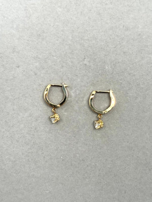 14K Yellow Gold Cubic Zirconia Round Stud Earrings | Classic CZ Lever Back Dangle Earrings | Prong Set Gold Earrings for Women