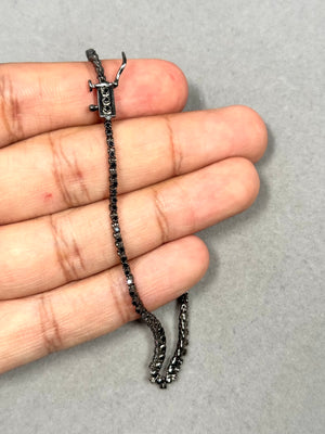 1.00 Ct Round Black Diamond Bracelet in Silver with Rhodium | Treated Black Diamond Prong Set Tennis Bracelet | 7.5 Inch Bracelet for Women