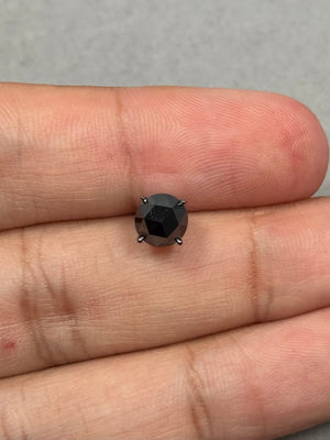 1.50 Ct Black Diamond Men’s Stud Earring | EGL USA Certified Rose Cut Round AAA Black Diamond in 14K Blackened White Gold | Push Back