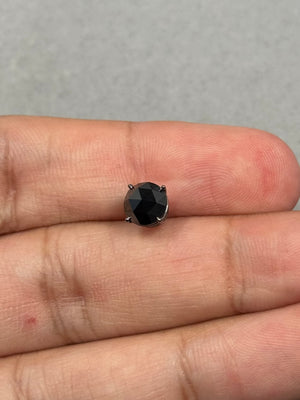 1.50 Ct Black Diamond Men’s Stud Earring | EGL USA Certified Rose Cut Round AAA Black Diamond in 14K Blackened White Gold | Push Back