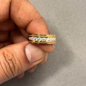 0.70–0.75 Ct Diamond Milgrain Wedding Band | SI1–SI2 I–J Round Channel Set Ring | 18K Yellow Gold Fine Jewelry Ring size 7