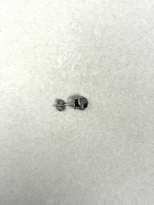 1.50 Ct Black Diamond Men’s Stud Earring | EGL USA Certified Rose Cut Round AAA Black Diamond in 14K Blackened White Gold | Push Back