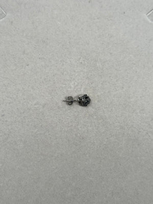 1.75 Ct Black Diamond Men’s Stud Earring | EGL USA Certified AAA Round Rose Cut Diamond in 14K Blackened White Gold | Push Back