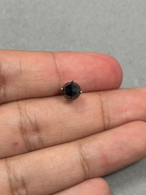 1.75 Ct Black Diamond Men’s Stud Earring | EGL USA Certified AAA Round Rose Cut Diamond in 14K Blackened White Gold | Push Back