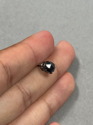 1.75 Ct Black Diamond Men’s Stud Earring | EGL USA Certified AAA Round Rose Cut Diamond in 14K Blackened White Gold | Push Back