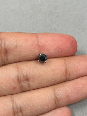 0.70-0.79 Ct Black Diamond Men’s Stud Earring – Round Rose Cut 5.4-6mm AA Quality in 14K Blackened White Gold, Single Push Back Earring