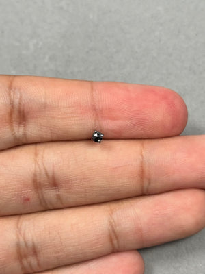 0.09-0.12 Ct Black Diamond Men’s Stud Earring – Round Rose Cut 2.5-3mm AA Quality in 14K Blackened White Gold, Single Push Back Earring