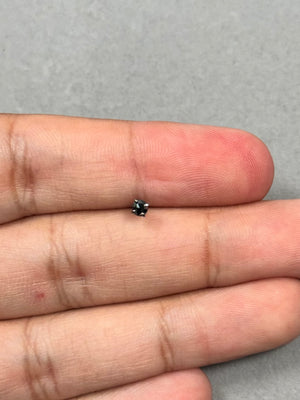 0.09-0.12 Ct Black Diamond Men’s Stud Earring – Round Rose Cut 2.5-3mm AA Quality in 14K Blackened White Gold, Single Push Back Earring
