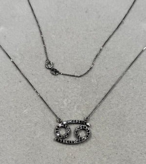 0.62 Ct Black Diamond Cancer Zodiac Pendant – 14K White Gold Astrology Necklace with AA Round Diamonds & 18 Inch Chain