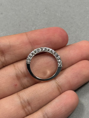 0.45-0.50 Ct Diamond Filigree Wedding Band – 14K White Gold Ring with 55 Diamonds, SI2-I1 Clarity I-J Color, Size 7.5
