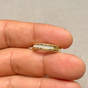 0.20–0.25 Ct Princess Cut Diamond Wedding Band | SI1–SI2 I–J Milgrain Channel Ring | 18K Yellow Gold Fine Jewelry Size 7 Ring