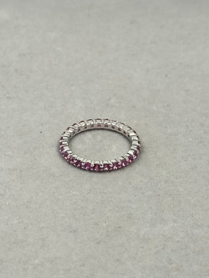 0.68 Cts Pink Sapphire Eternity Ring in 14K Pink Gold Available in Ring Size 4.5