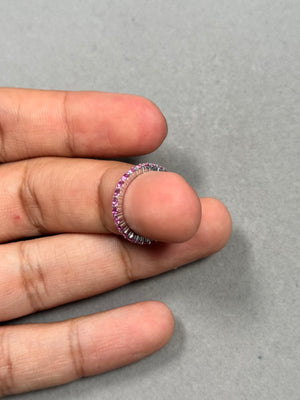 0.68 Cts Pink Sapphire Eternity Ring in 14K Pink Gold Available in Ring Size 4.5