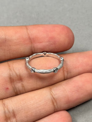 14K White Gold Diamond Stackable Ring | SI2-I1 Clarity, I-J Color | 0.04-0.06 Ct Round Bezel Diamonds Ring Size 7