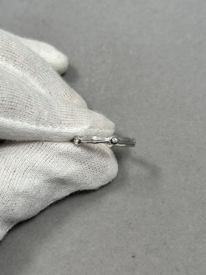 14K White Gold Diamond Stackable Ring | SI2-I1 Clarity, I-J Color | 0.04-0.06 Ct Round Bezel Diamonds Ring Size 7