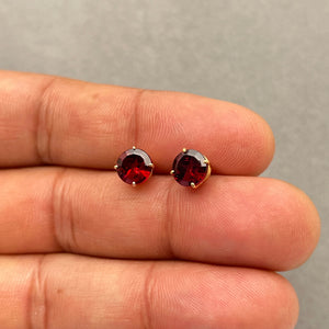 3.09 Cts 9mm AA Texas Star Garnet Stud Earrings in 14K Yellow Gold | Natural Garnet Earrings, Deep Red Star Garnet Jewelry for Women