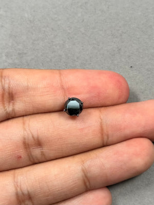 EGL Certified 1.73-1.94 Ct Round Black Diamond Men’s Stud Earring in 14K Blackened White Gold | AA Quality 6.57-7.70mm Single Earring