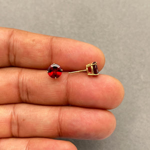 3.09 Cts 9mm AA Texas Star Garnet Stud Earrings in 14K Yellow Gold | Natural Garnet Earrings, Deep Red Star Garnet Jewelry for Women