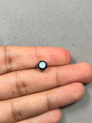 EGL Certified 1.73-1.94 Ct Round Black Diamond Men’s Stud Earring in 14K Blackened White Gold | AA Quality 6.57-7.70mm Single Earring