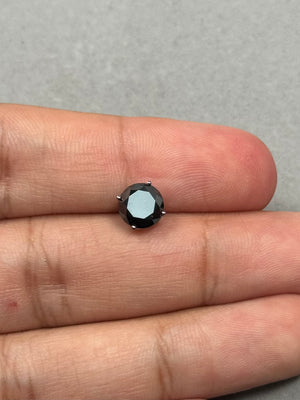 EGL Certified 2.00 Ct Round Black Diamond Men’s Stud Earring in 14K Blackened White Gold | AA Quality 6.20–8.61mm Single Stud